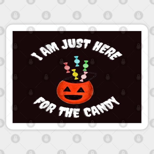 I Am Just Here For the Candy Card, Funny Halloween Gift Idea (Landscape) Sticker by thcreations1